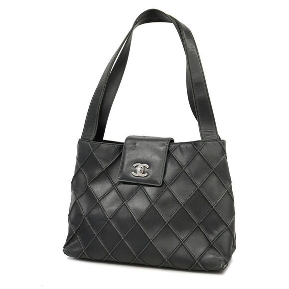 Chanel Handbags - Chanel Shoulder Bag Bicolore Lambskin Black Silver